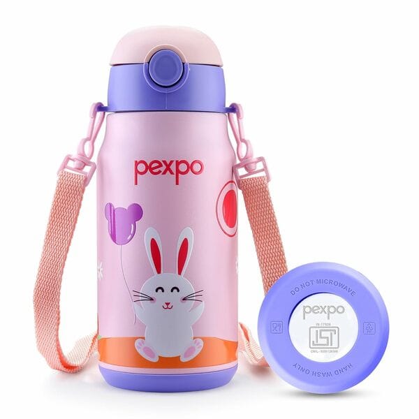 Buy Pexpo POGGO 450ml ISI Certified Stainless Steel Sipper Water Bottle for Kids Hot & Cold Flask Vaccum Insulated Water Bottle | POGGO 450ml (Pink) on EMI