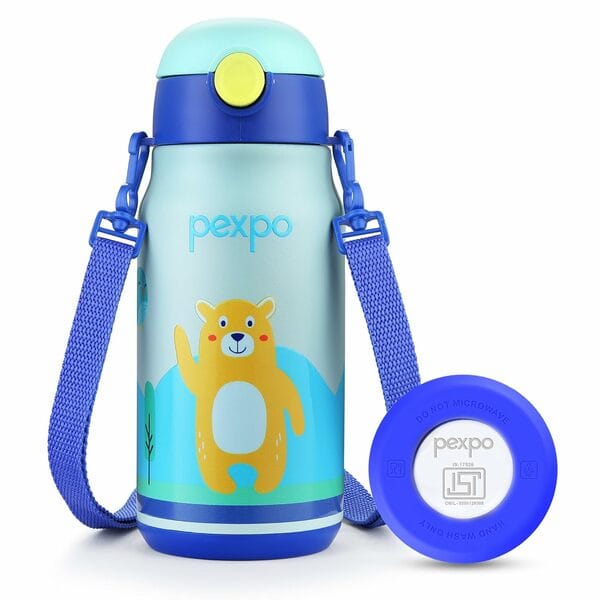 Buy Pexpo POGGO 450ml ISI Certified Stainless Steel Sipper Water Bottle for Kids Hot & Cold Flask Vaccum Insulated Water Bottle | POGGO 450ml (Sea Green) on EMI