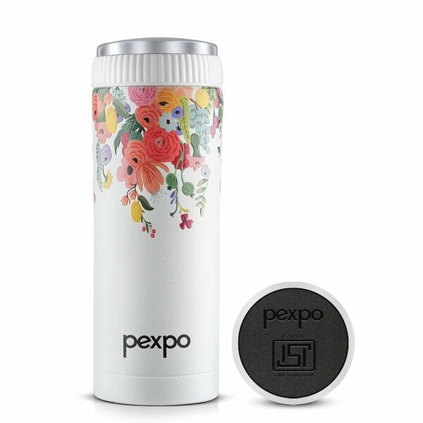 Buy Pexpo CRYPTO ART 500ml ISI Certified Stainless Steel Vacuum Insulated Coffee Tumbler - Hot & Cold | Double Wall Flask | Leak Proof | Travel Mug for Office and Car | CRYPTO ART 500ml (White) on EMI
