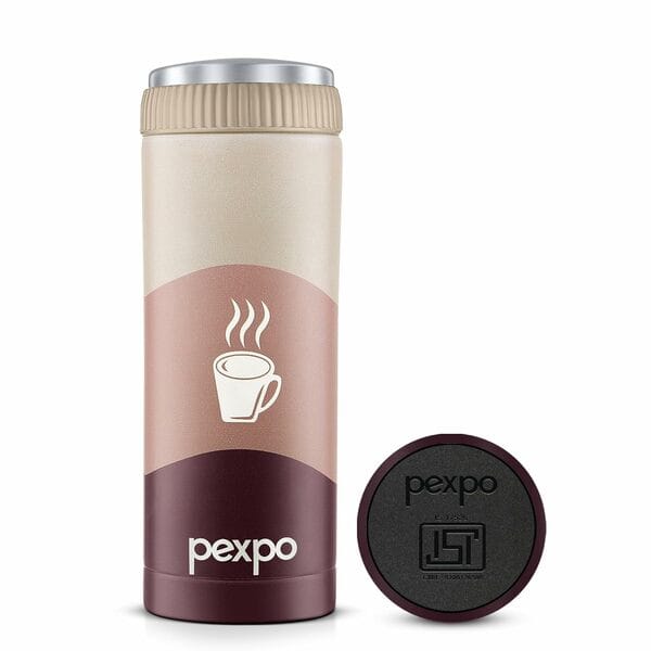 Buy Pexpo CRYPTO ART 500ml ISI Certified Stainless Steel Vacuum Insulated Coffee Tumbler - Hot & Cold | Double Wall Flask | Leak Proof | Travel Mug for Office and Car | CRYPTO ART 500ml (Brown) on EMI