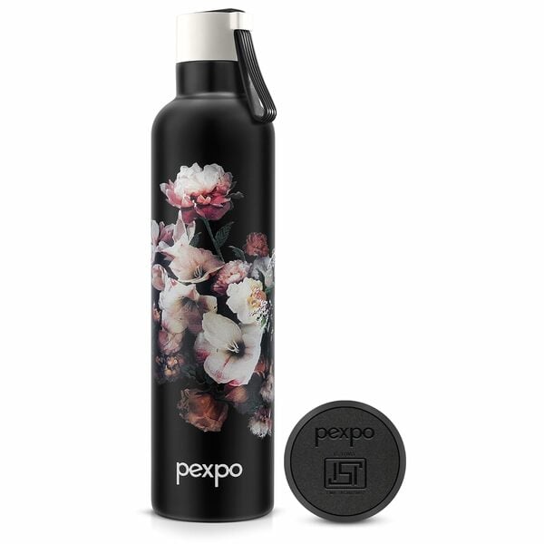 Buy Pexpo OSLO ART 750ml Water Bottle Stainless Steel Black - Grey Wave | 24 Hrs Hot and Cold Flask 3 Layer Vacuum Insulation Steel Bottle | ISI Certified | Leakproof | for Home, Office, School | 1-Year Warranty | OSLO ART 750ml  (Black - Grey Wave) on EMI