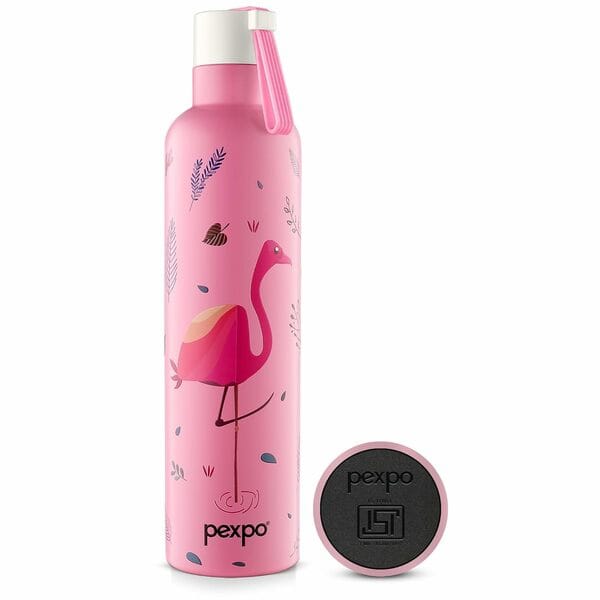 Buy Pexpo OSLO ART 750ml Water Bottle Stainless Steel Pink - Flamingo Bird | 24 Hrs Hot and Cold Flask 3 Layer Vacuum Insulation Steel Bottle | ISI Certified | Leakproof | for Home, Office, School | 1-Year Warranty (Pink - Flamingo Bird) on EMI