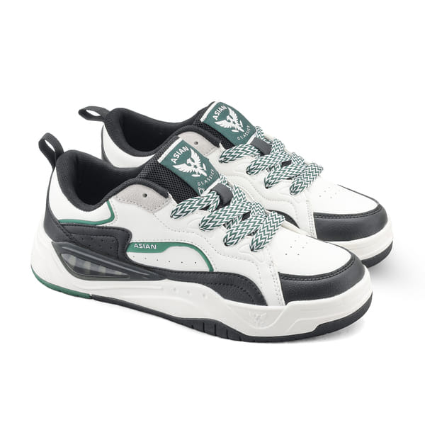 Buy Asian Mojo-03 Men’s Sneakers with Street-Style Look| Lightweight Memory Foam Trainers ( White Black ) on EMI