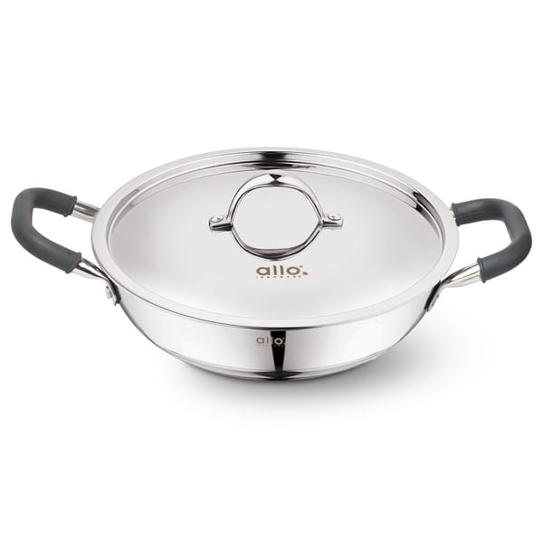 Buy Allo Triply Stainless Steel Kadhai with Handles for Curry/Stir-Fry/Deep-Fry/DryVeg/ Induction Friendly Non-Stick with Lid, 30cm, 5.5 litres on EMI