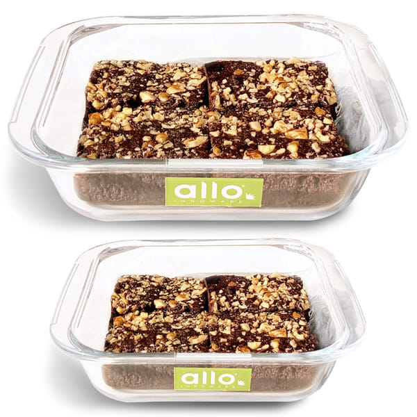 Buy Allo Borosilicate Rectangle Glass Baking Dish, Baking Tray, Oven and Microwave Safe, Set of 2 1000ml,1600ml Transparent on EMI