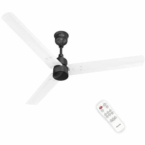Buy Polycab Wizzy Plus 1200mm 5-Star BLDC, Remote Ceiling fan for Living Room| 55% Energy Saving, 100% Copper, High Air Delivery, Free Installation | 3+1 yr Warranty【Matt White Black】 on EMI