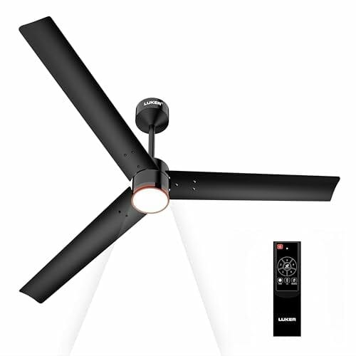 Buy LUKER JVLuker USA Crown Glow 1200mm Underlight BLDC Ceiling Fans with Remote, BEE 5 Star Rated Energy Efficient Ceiling Fan for Living Room, High Air Delivery (Crown Glow Black) on EMI
