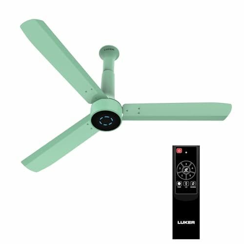 Buy LUKER JVLuker USA Cosmos 1200mm BLDC Ceiling Fan with Remote, BEE 5 star rated Energy Saving bldc ceiling fan for Living Room, High Air Delivery with LED indicators, 3 Years Warranty, Oasis Green on EMI