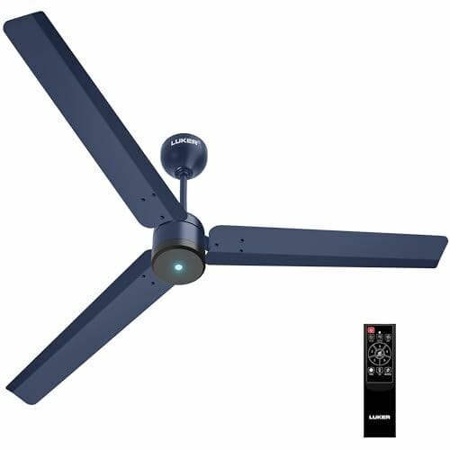 Buy LUKER JVLuker USA Aero Zen 1200mm BLDC Ceiling Fan with IR Remote BEE 5 Star 65% Energy Saving High Air Delivery Low Noise LED Indicator Reverse Mode for Living & Bedroom Ocean Blue 3 Yrs Warranty on EMI