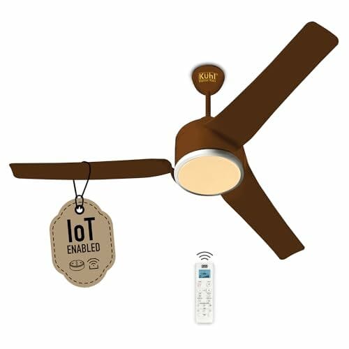 Buy KUHL Ritzz R3 1320 mm 65% Power Saving BLDC Ceiling Fan | BEE 5 Star Rated & ISI Marked | High Air Flow| 5Year Warranty on Motor By Brand | Free Installation | IoT – Operate via Mobile & Alexa | Brown on EMI