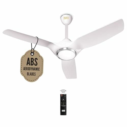 Buy KUHL Meridian M1 1200MM 65% Power Saving BLDC Ceiling Fan With Remote | BEE 5 Star Rated & ISI Marked | High Air Flow | Down Light & Reverse Mode | 5 Year Warranty on Motor | Free Installation |White on EMI