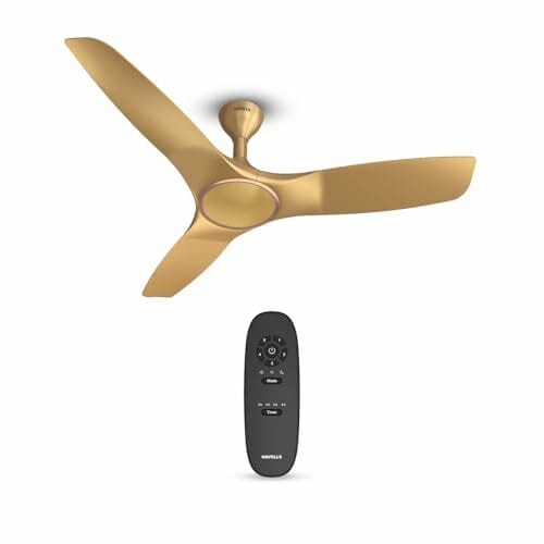 Havells 1200mm Stealth Air BLDC Motor Ceiling Fan | Remote Controlled, High Air Delivery Fan | 5 Star Rated, Upto 60% Energy Saving, 2 Year Brand Warranty | (Pack of 1, Champagne)