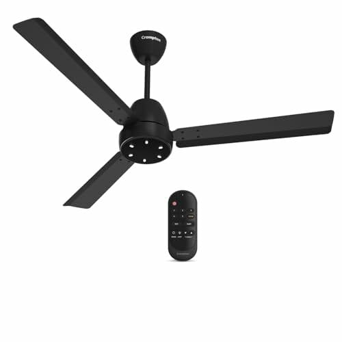 Crompton Energion Niteo 1200 mm BLDC Ceiling Fan | Warm Ambient LED Indicators | Remote Control | BEE 5 Star Energy Rating | Superior Air Delivery | 4 Year Manufacturer Warranty | Matte Black