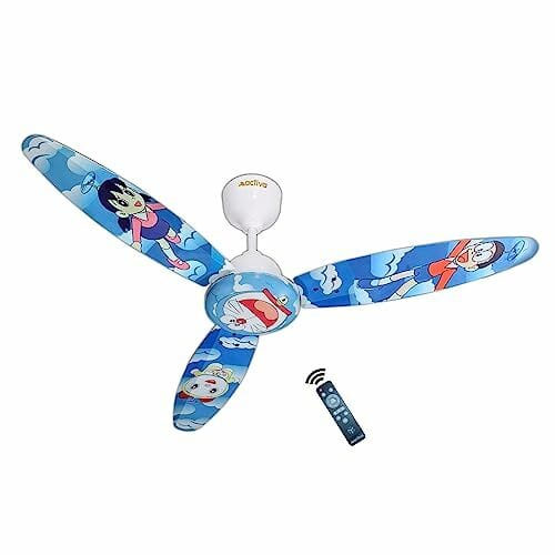 Buy ACTIVA Preimum Kids 1200mm Ceiling Fan, Doremon Sticker on Blades, Noiseles Fan, 3 Blades, 90 RPM High Speed Air Delivery, 28W Cooper Winding Motors, Reversible Mode & Timer, 4 Years Warranty (Blue) on EMI
