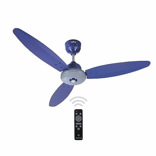 Buy ACTIVA Gracia 1200mm BLDC Ceiling Fan with LED Light, 28W Energy Saving BEE 5 Star Rated Motor, 3 Wider Blades, Full Remote Control, Silent Operation come with 5 Year Warranty (Sparkle Blue) on EMI