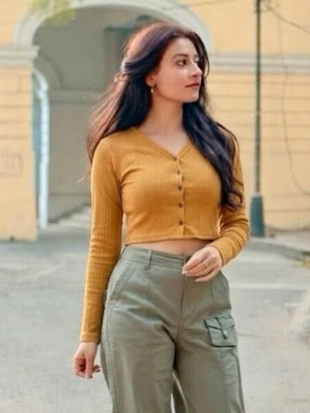 Buy Rigo Women Cotton Mustard Full Sleeves Solid Regular Fit Top on EMI
