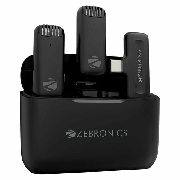 Buy Zebronics Wireless Lavalier Mic with Type-C Charging Case, 2.4GHz Type-C Interface, AI Noise Reduction, ENC, Omnidirectional Pickup, Long Range, 2X Lavalier Mic, for YouTube, IG Reels (Wavlet 50) on EMI