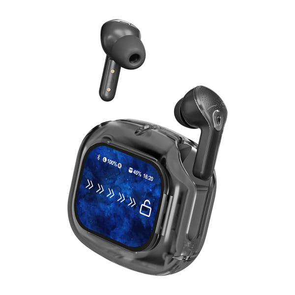 Buy pTron Bassbuds NX TWS Ear Buds w/Smart Touch Display, 55hrs Playtime, Dual Mics, TruTalk AI-ENC Calls, BTv6.0, Touch Controls, Voice Assistant, Type C Charging, IPX5 Water Resistant (Pearl Black) on EMI