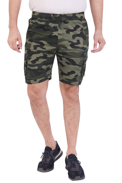Buy Men's Camouflage/Military Printed Cotton Shorts: Versatile Half Pants for Gym, Sports, Bermuda-Style, and Physique Wear on EMI