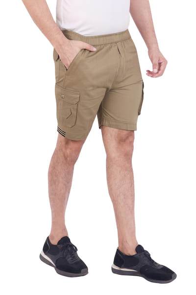 Buy Men Cotton Regular Fit Solid Short | 2 Zipper Pocket | 3 Button Pockets | Versatile Half Pants for Everyday on EMI