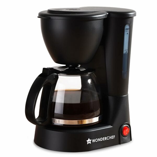 Buy Wonderchef Swift Brew Coffee Machine for Home | 650W | Brew 6 Cups at a Time-Black| Anti-Drip System | Keep Warm Plate | Borosilicate Glass Carafe | Compact Design | 2-Year Warranty on EMI