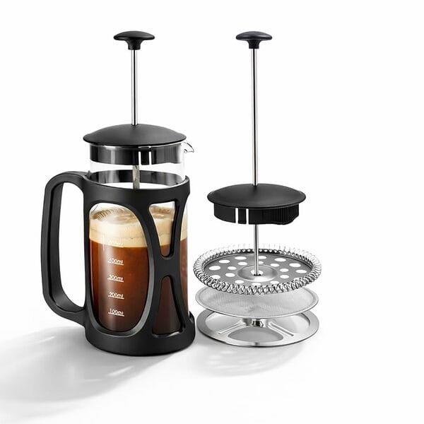 Buy Wonderchef French Press Coffee & Tea Maker 350 ml|Borosilicate Glass Carafe|4 Level Filtration System|Stainless Steel Plunger with Mesh|1-2 Cups of Coffee|Brews in Just 3 Minutes|Black|1 Year Warranty on EMI
