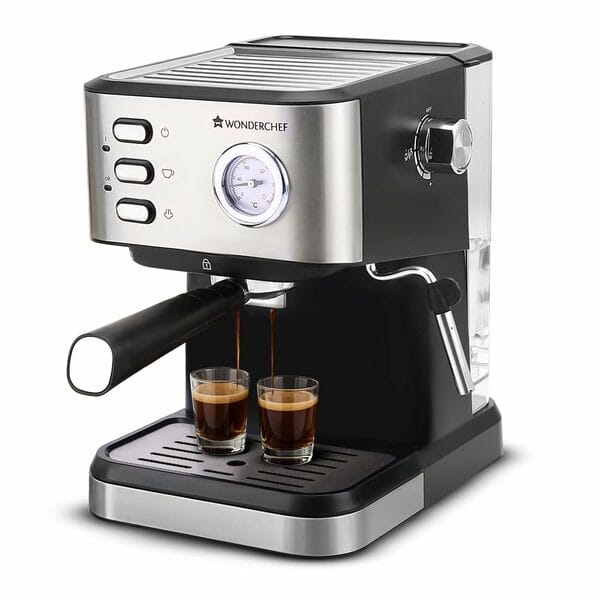 Buy Wonderchef Regenta Espresso Coffee Machine, 19-bar, Make Espressos, Cappuccinos & Lattes at Home, With Steamer, Metal Porta Filter, Temperature Dial-Black-2 Year Warranty on EMI