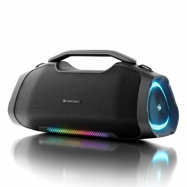 Buy Zebronics  (Sound Feast 550) 75W Bluetooth Speaker, Upto 5Hrs Playback, Dual 78mm Drivers, 101mm Subwoofer, Dual Passive Radiators, RGB Modes, 6.3mm Mic Input, TWS, BT v5.3, USB, AUX, Type-C on EMI