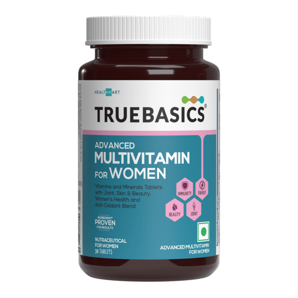 Buy TrueBasics Advanced Multivitamin for Women (30 Tablets) | With Clinically Researched Ingredients | For Energy, Immunity and Joints, Maintains Hormonal Balance on EMI