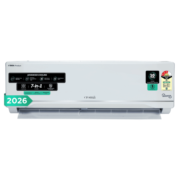 Buy Croma 7 in 1 Convertible 1 Ton 3 Star Inverter Split AC with Anti Viral Dust Filter (2026 Model, Copper Condenser) – A Tata Product on EMI
