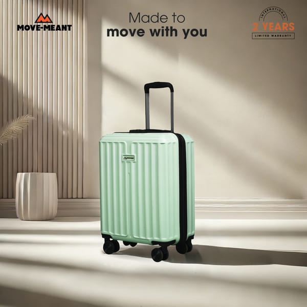 Buy MOVE-MEANT Roamify 55cm Small - Cabin Polycarbonate Trolley Bag 8 Wheels Spinner Number Lock,Green on EMI
