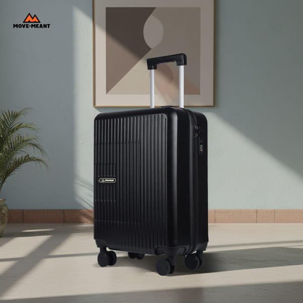 Buy MOVE-MEANT Travel Pro 55cm Small - Cabin Polycarbonate Trolley Bag 8 Wheels Spinner Number Lock,Black on EMI