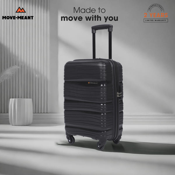 Buy MOVE-MEANT WanderWare 55cm Small - Cabin Polypropylene Trolley Bag 8 Wheels Spinner Number Lock,Black on EMI