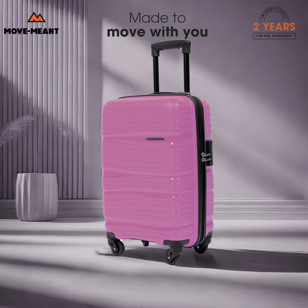 Buy MOVE-MEANT WanderWare 55cm Small - Cabin Polypropylene Trolley Bag 8 Wheels Spinner Number Lock,Pink on EMI