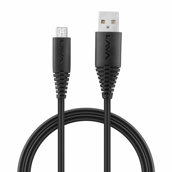 Buy LAVA D2 Strong USB to Micro USB Cable | 2.4A Fast Charging | 1 Meter Durable Cable | 28000+ Bend Cycles (Black) on EMI
