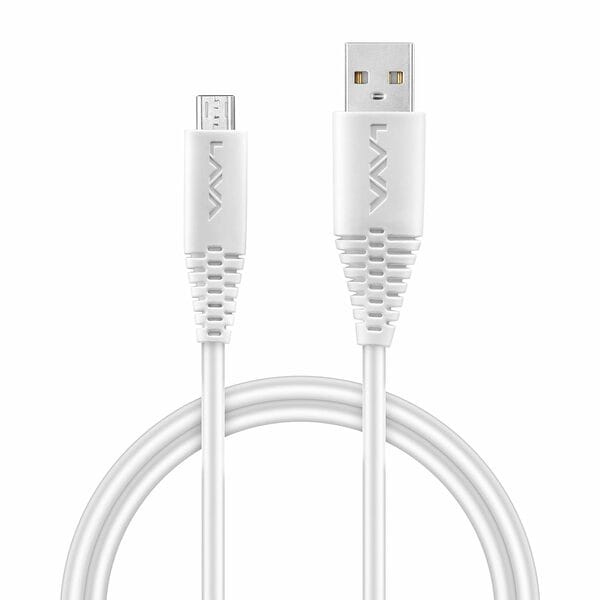 Buy LAVA D4 Neo-B USB to Micro USB Braided Fast Charging Cable | 2.4A Quick Charge | 480 Mbps Data Sync | 1m Durable Cable | 35,000+ Bend Life (White) on EMI