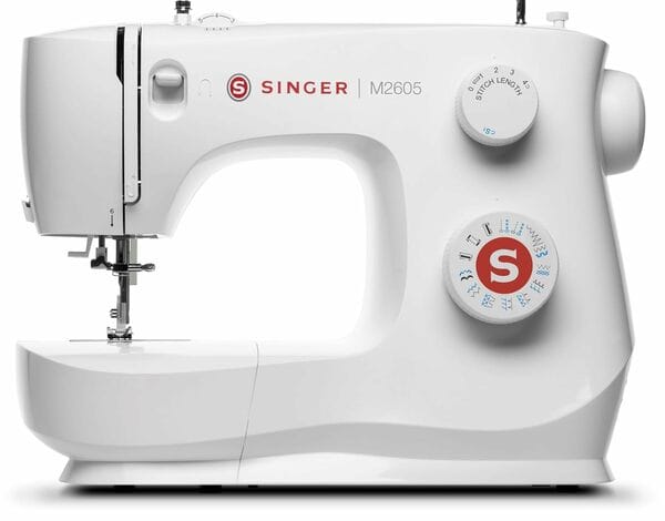 Buy SINGER M2605 Electric Sewing Machine with 21 Stitch Patterns, Zig-Zag Width Control, Auto Needle Threader & Portable Design – Lightweight White Model for Home Use on EMI