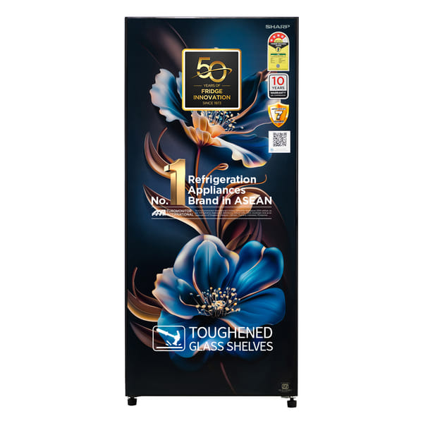 Buy SHARP 190L 4 Star Single Door Refrigerator| Japan Quality 7 Shields Protection| Mirror Glass Finish Door| Velvet Blossom, Model Number SJ-DW215N4-GBV on EMI