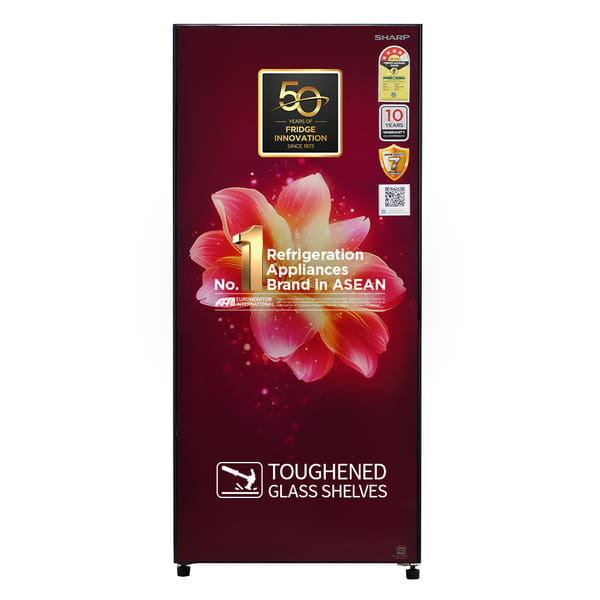Buy SHARP 190L 4 Star Single Door Refrigerator| Japan Quality 7 Shields Protection| Mirror Glass Finish Door| Crimson Aura, Model Number: SJ-DW215N4-GMA on EMI