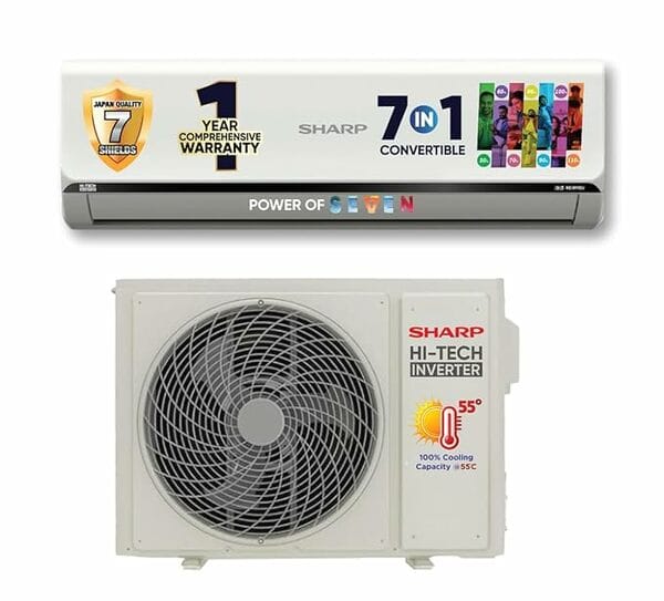 Buy SHARP Reiryou 1.5 Ton, 5 Star, Split Air Conditioner, Convertible 7-in-1 Cooling, Copper Condenser; 2025 Model Number: AH-SI18V5B-SC on EMI