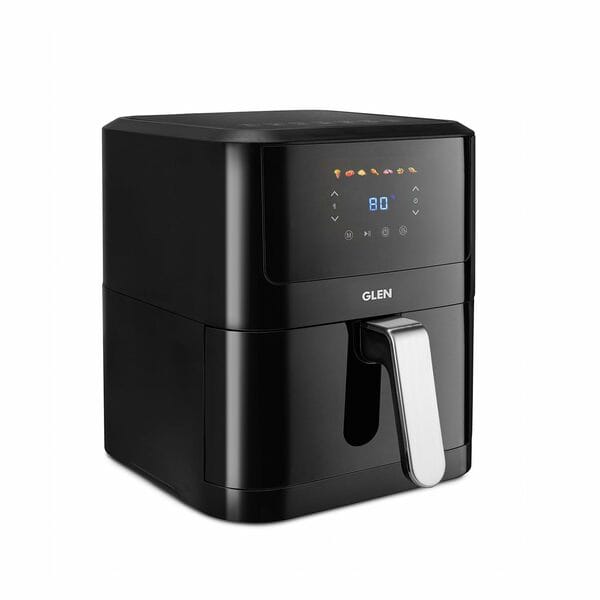 Buy Glen Digital Air Fryer, 6 Litre, 1500W Airfryer with 7 Pre-Set Functions, Auto Sleep, Digital Controls, Timer & Temperature Control, Bake, Fry, Roast & Grill with Less Oil, Large Black on EMI