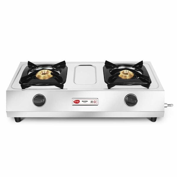 Buy Pigeon Maxima Stainless Steel 2 Burner Gas Stove, Manual, Energy Efficiency, 2 Year Warranty (Silver) on EMI
