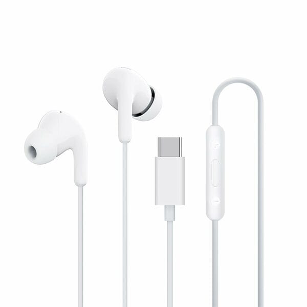 XIAOMI Type-C in-Ear Earphones with 12.4mm Drivers, HD Microphone, and IP54 Dust & Water Resistance (White)