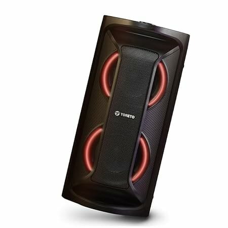 Buy Toreto Party Vibe Wireless Bluetooth Speaker| 40Watt Signature Deep Bass|Dynamic Running RGB Light| Wired Mic|AUX, TF, TWS, USB Support| Multiple Control| Remote (Black) on EMI