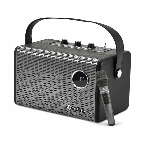 Buy Toreto Medley Retro 100Watt Wireless Portable Speaker with Bluetooth 5.3 | LED Display, Support HDMI ARC/Optocal/USB/TF Card/AUX Input/Rechargable Wireless Mic, Remote on EMI