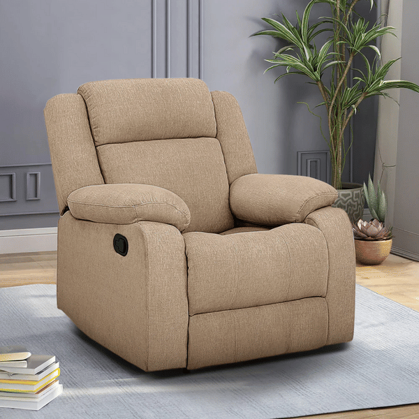 Buy Apkainterior Orleans Fabric Manual Recliner Brown on EMI
