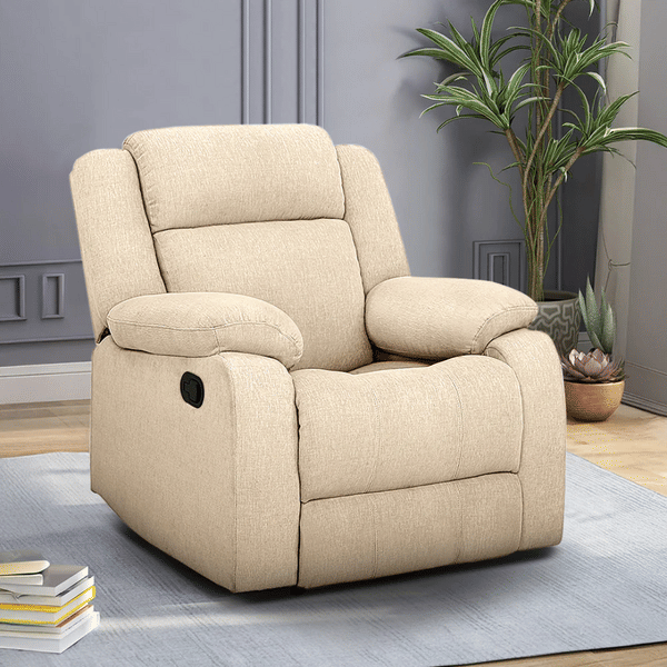 Buy Apkainterior Orleans Fabric Manual Recliner Beige on EMI