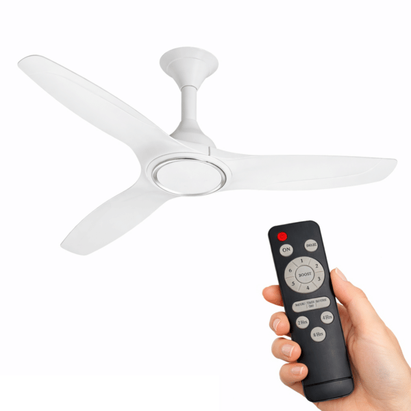Buy ALQO  38W Premium BLDC Ceiling Fan with RF Remote | 1200mm (48 inch)  Designer 3 Blade | Energy Saving | Silent Operation | High Air Delivery | White | on EMI
