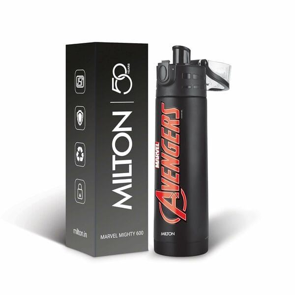 Buy Milton Marvel Mighty 600 Thermosteel Water Bottle, 500 ml-BLACK AVENGERS on EMI