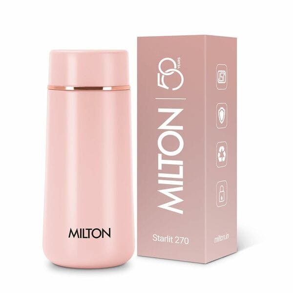 Milton Starlit 270 Thermosteel Compact ISI Certified Water Bottle -Pink
